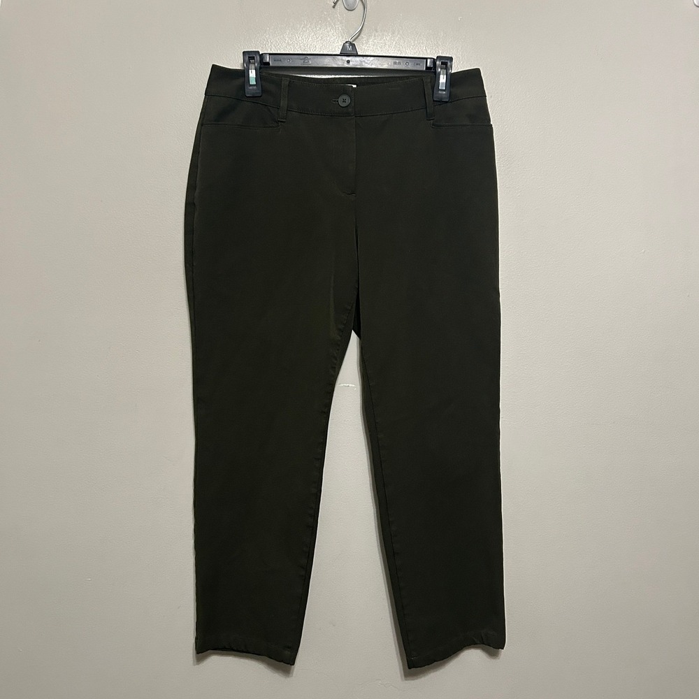 Talbots Trousers Women 10P Olive Green Curvy Stretch Preppy Career Work Pants